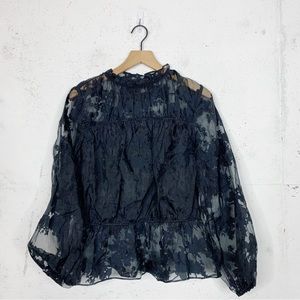 Marc New York Black Lace Blouse Top Size Large
